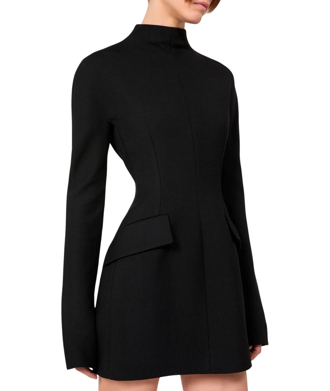 SPORTMAX Черное шерстяное повседневное платье, фото 4