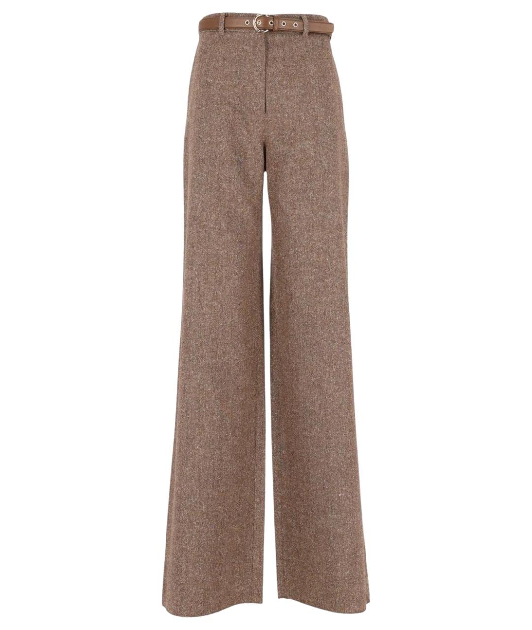 MAX MARA STUDIO Коричневые шерстяные прямые брюки, фото 1