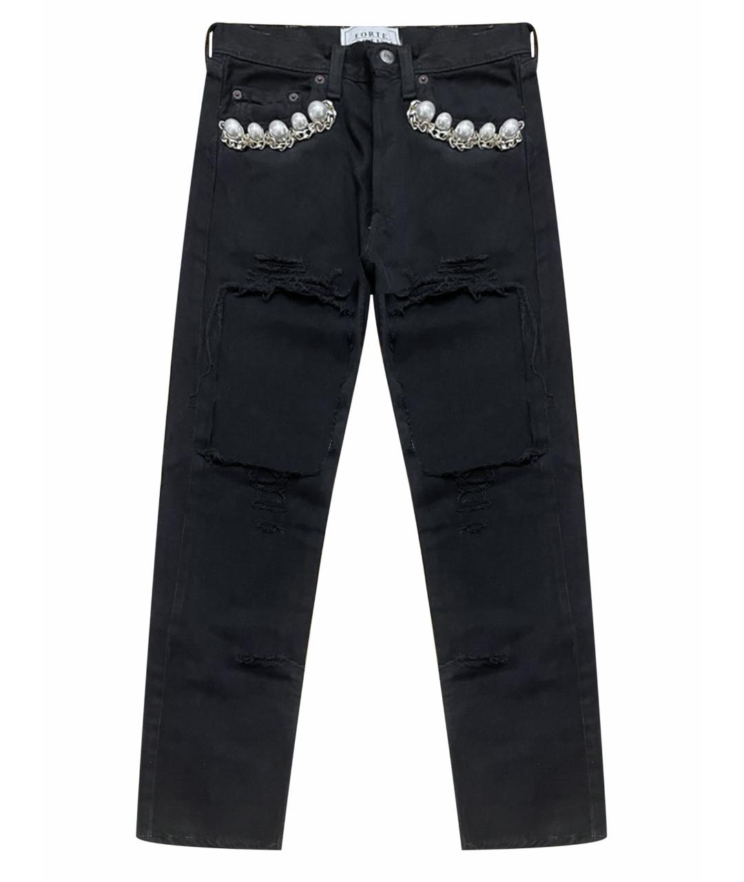 FORTE COUTURE Черные хлопковые прямые джинсы, фото 1