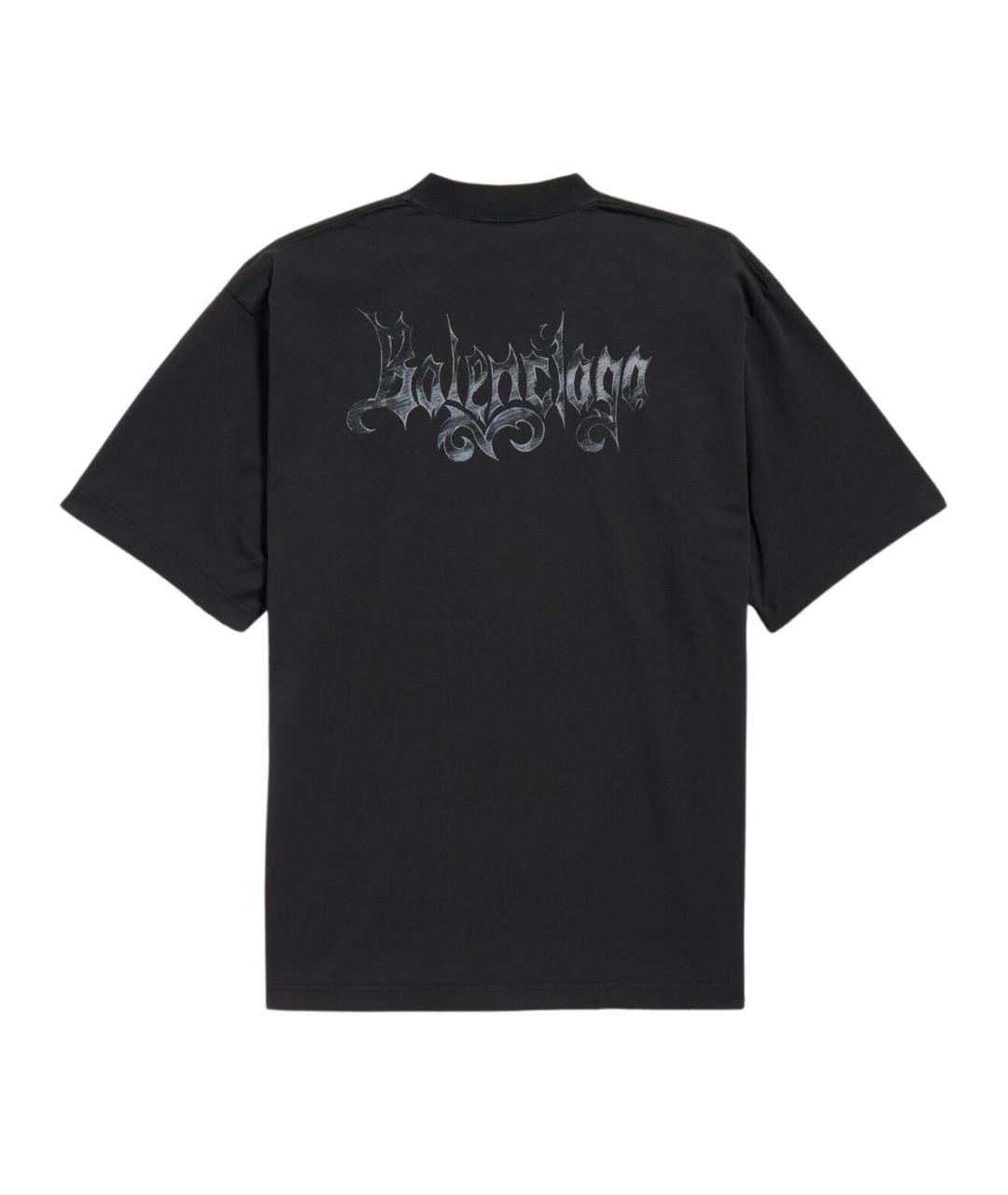 BALENCIAGA Черная хлопковая футболка, фото 2