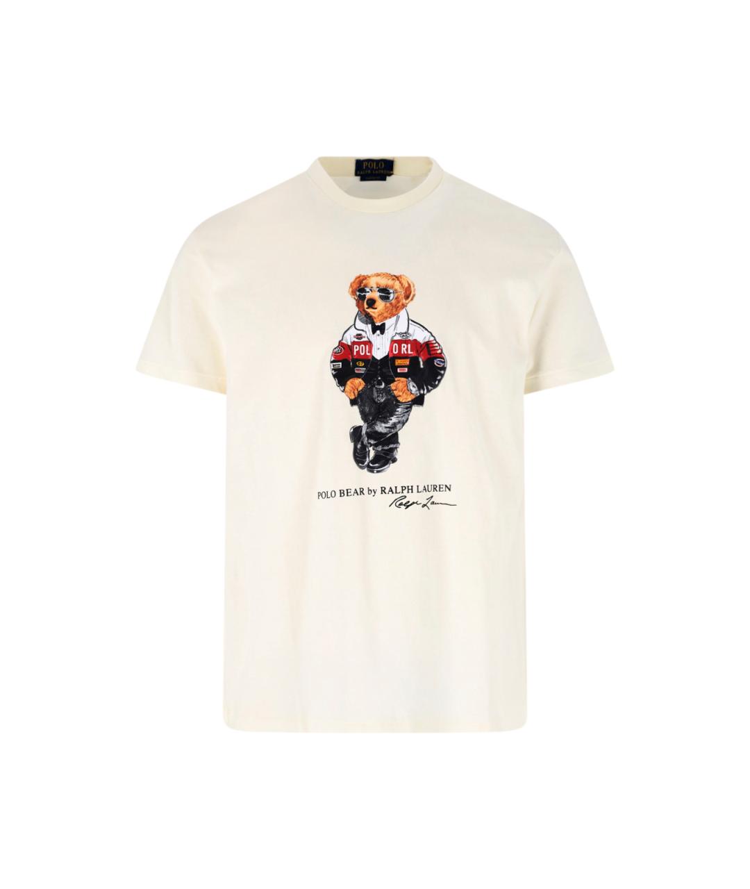 POLO RALPH LAUREN Бежевая хлопковая футболка, фото 4