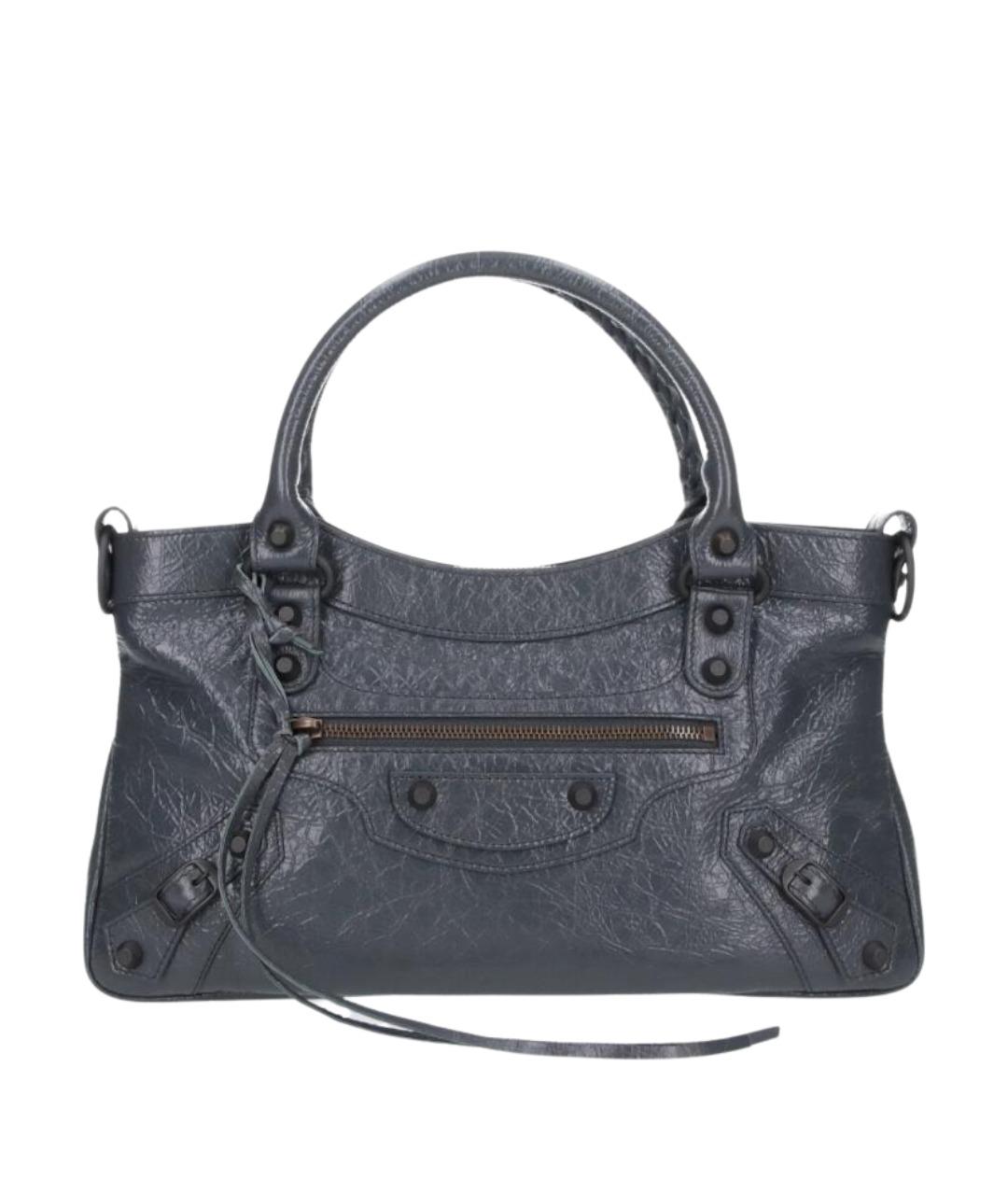 BALENCIAGA Серая кожаная сумка тоут, фото 1