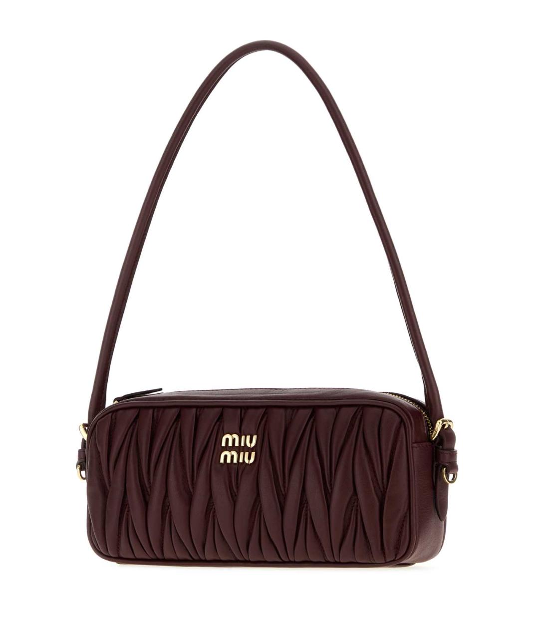 MIU MIU Бордовая кожаная сумка через плечо, фото 2