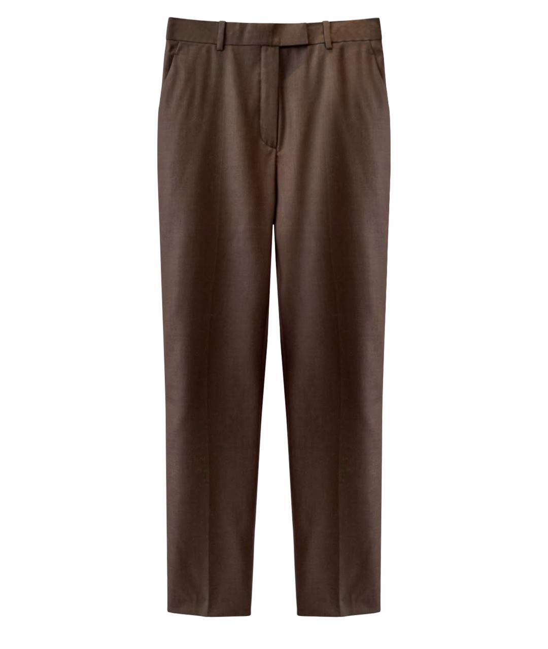 LORO PIANA Коричневые шерстяные прямые брюки, фото 1