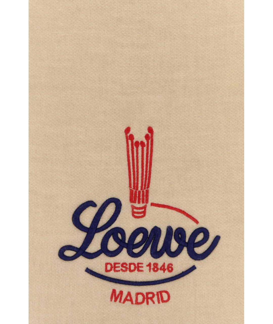 LOEWE Бежевый шерстяной шарф, фото 2