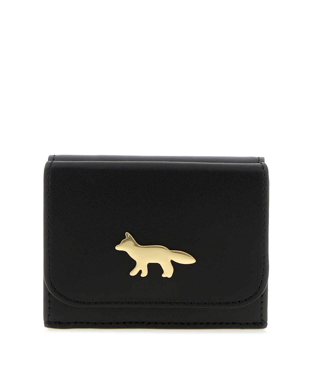 MAISON KITSUNE Черный кожаный кошелек, фото 1