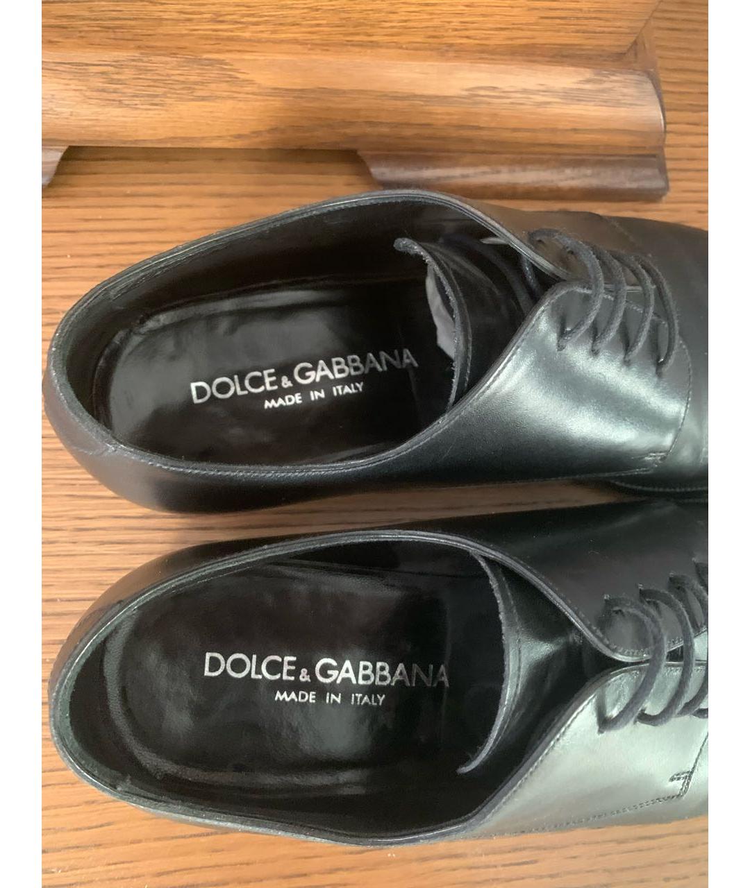 DOLCE&GABBANA Черные кожаные туфли, фото 7