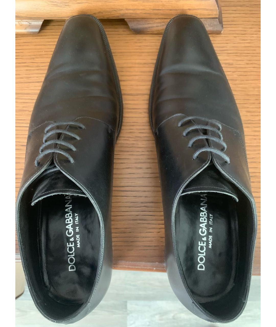 DOLCE&GABBANA Черные кожаные туфли, фото 3