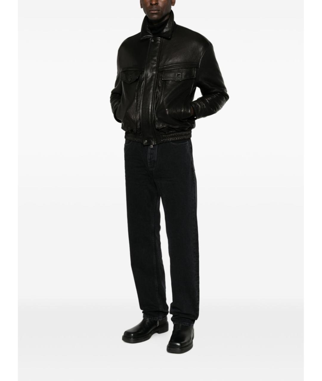 SAINT LAURENT Черные хлопковые прямые джинсы, фото 4