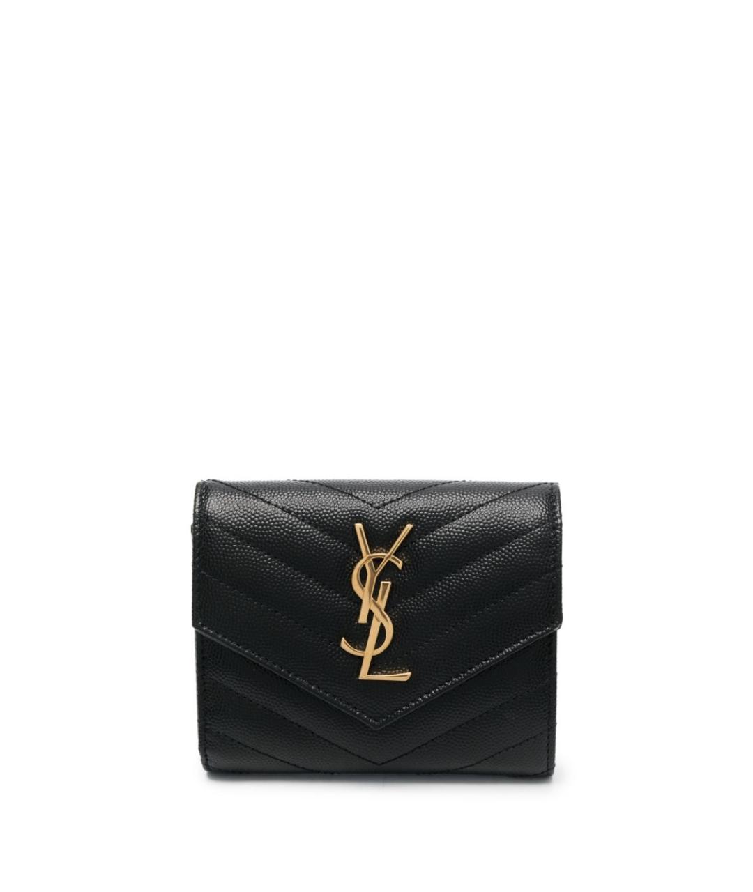 SAINT LAURENT Черный кожаный кошелек, фото 4
