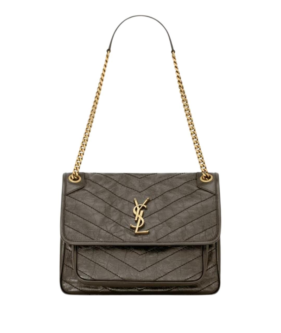SAINT LAURENT Коричневая кожаная сумка через плечо, фото 1