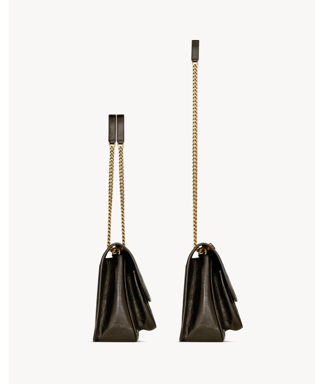 SAINT LAURENT Коричневая кожаная сумка через плечо, фото 4