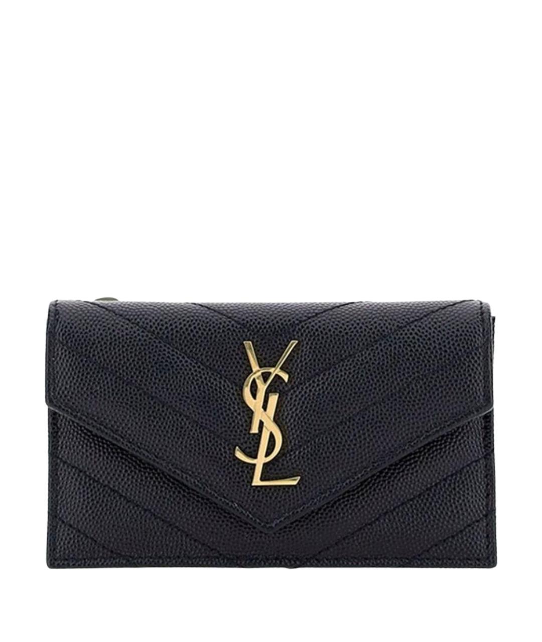 SAINT LAURENT Черный кожаный кардхолдер, фото 1