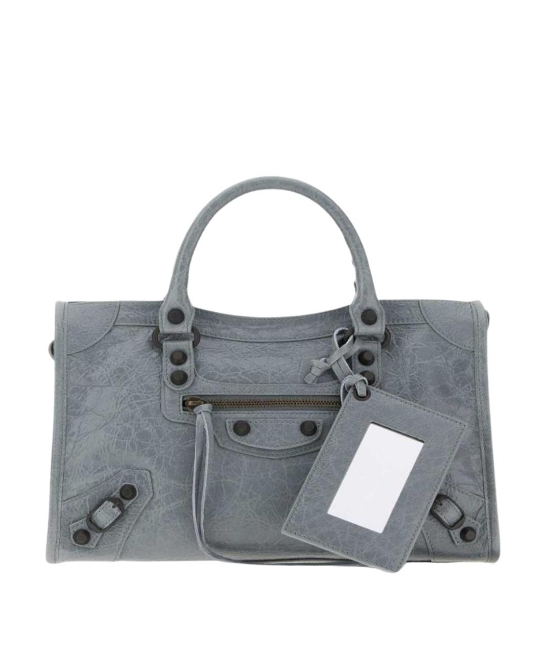 BALENCIAGA Голубая кожаная сумка тоут, фото 1