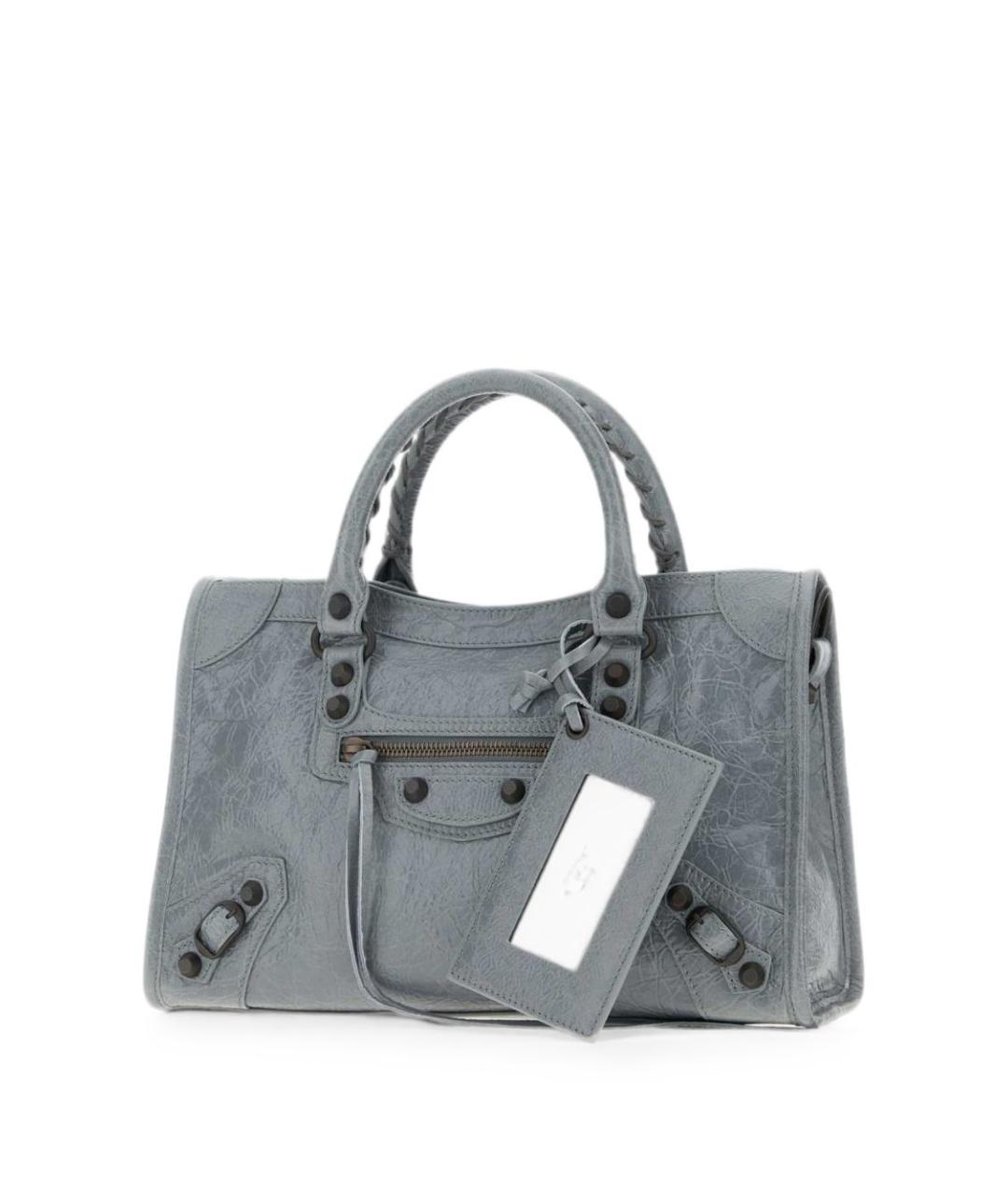 BALENCIAGA Голубая кожаная сумка тоут, фото 4