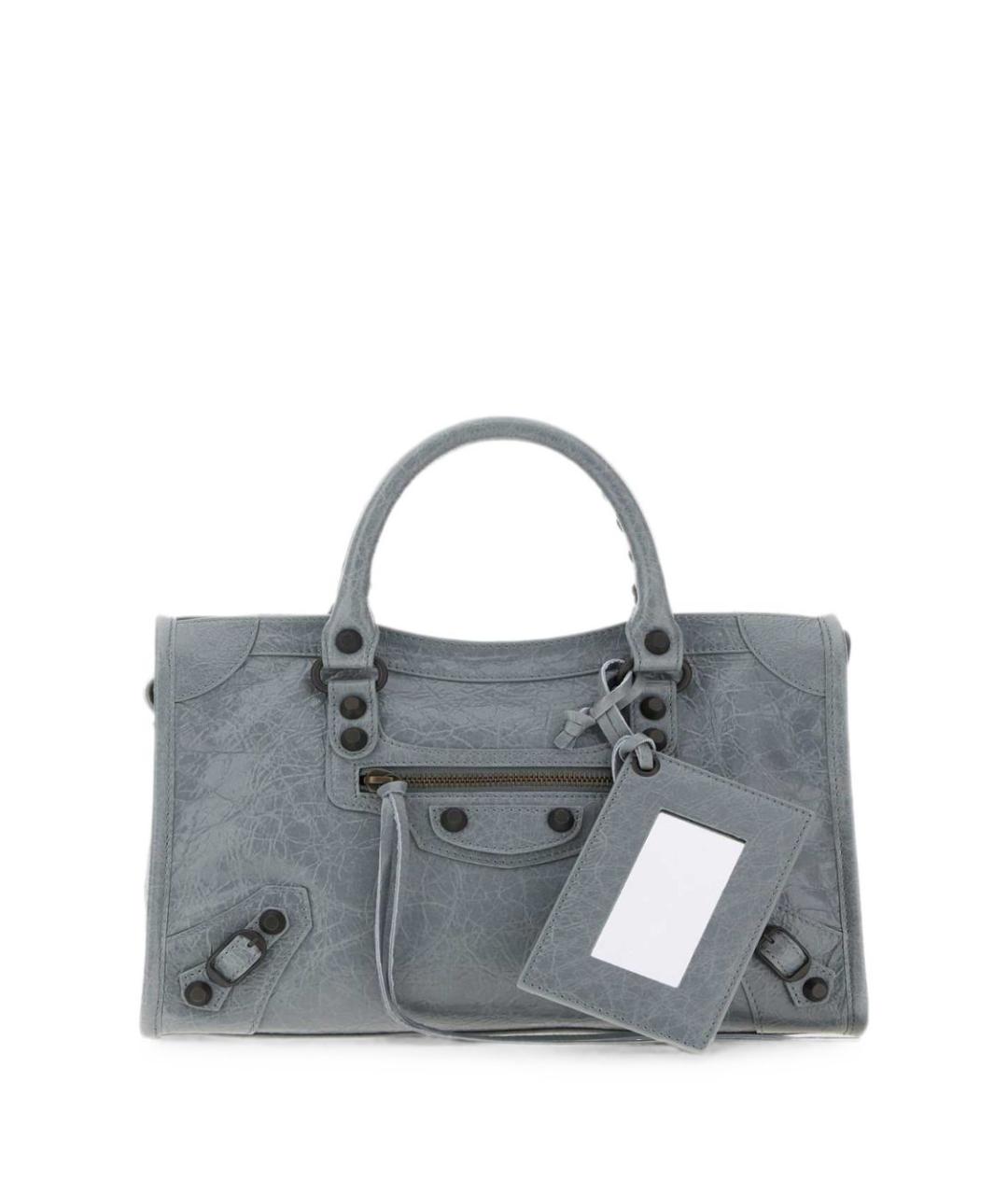 BALENCIAGA Голубая кожаная сумка тоут, фото 5