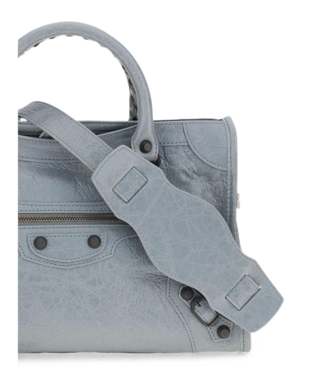 BALENCIAGA Голубая кожаная сумка тоут, фото 2