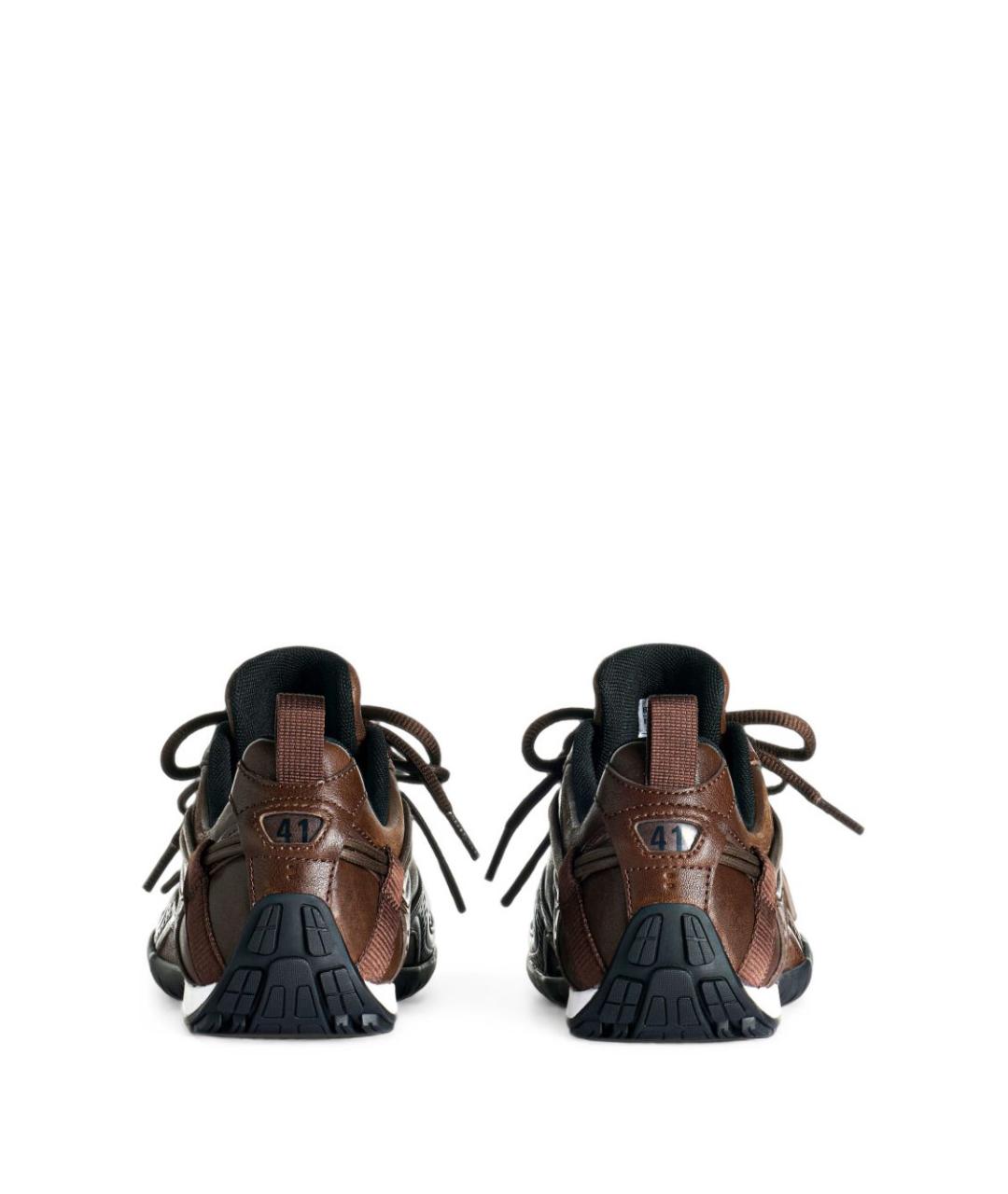 BALENCIAGA Коричневые кожаные низкие кроссовки / кеды, фото 3