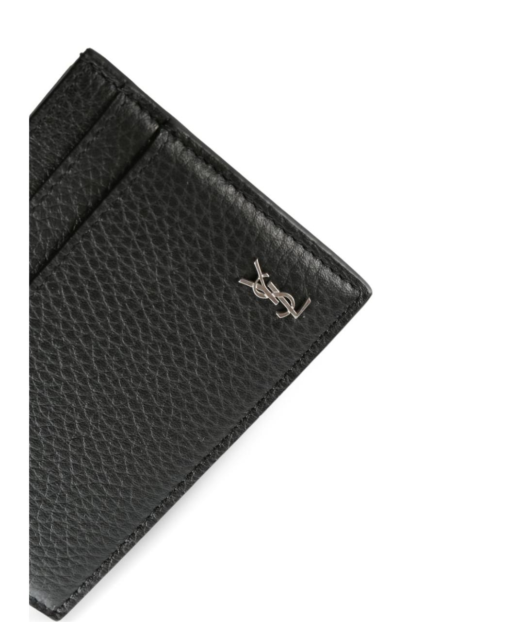 SAINT LAURENT Черный кожаный кардхолдер, фото 4