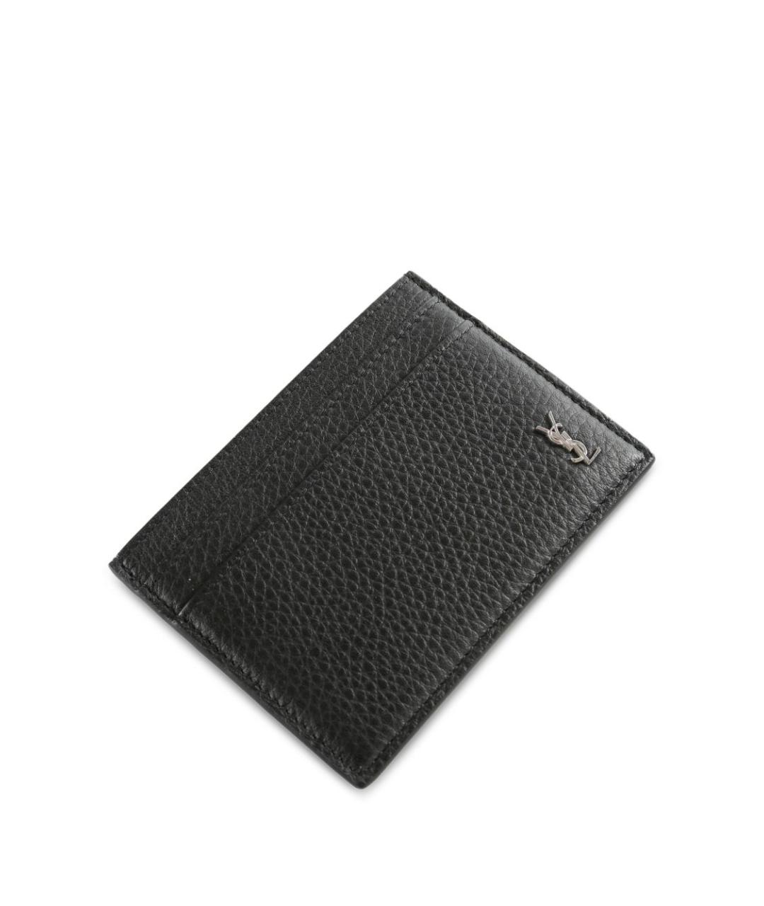 SAINT LAURENT Черный кожаный кардхолдер, фото 2