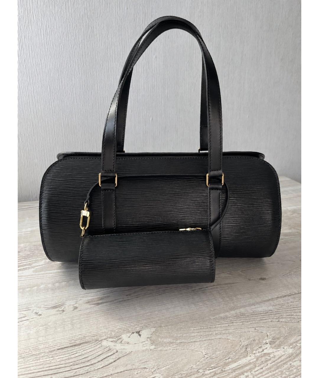 LOUIS VUITTON Черная кожаная сумка с короткими ручками, фото 9