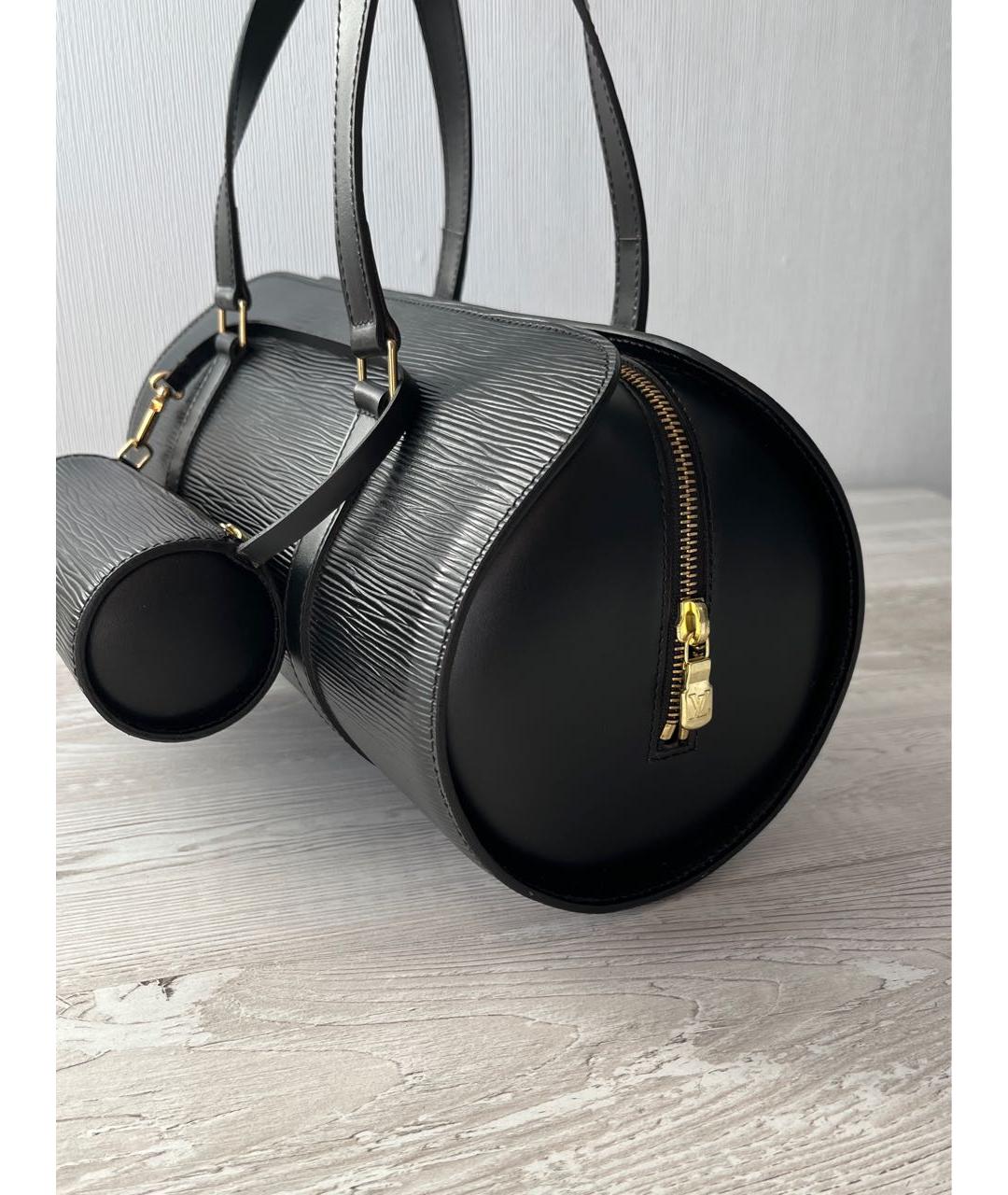 LOUIS VUITTON Черная кожаная сумка с короткими ручками, фото 3