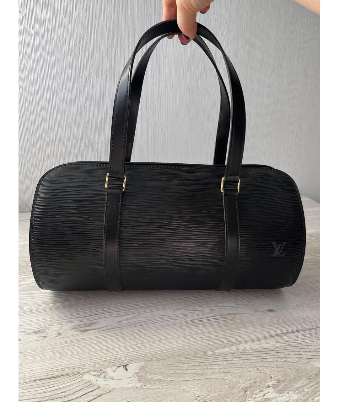 LOUIS VUITTON Черная кожаная сумка с короткими ручками, фото 2