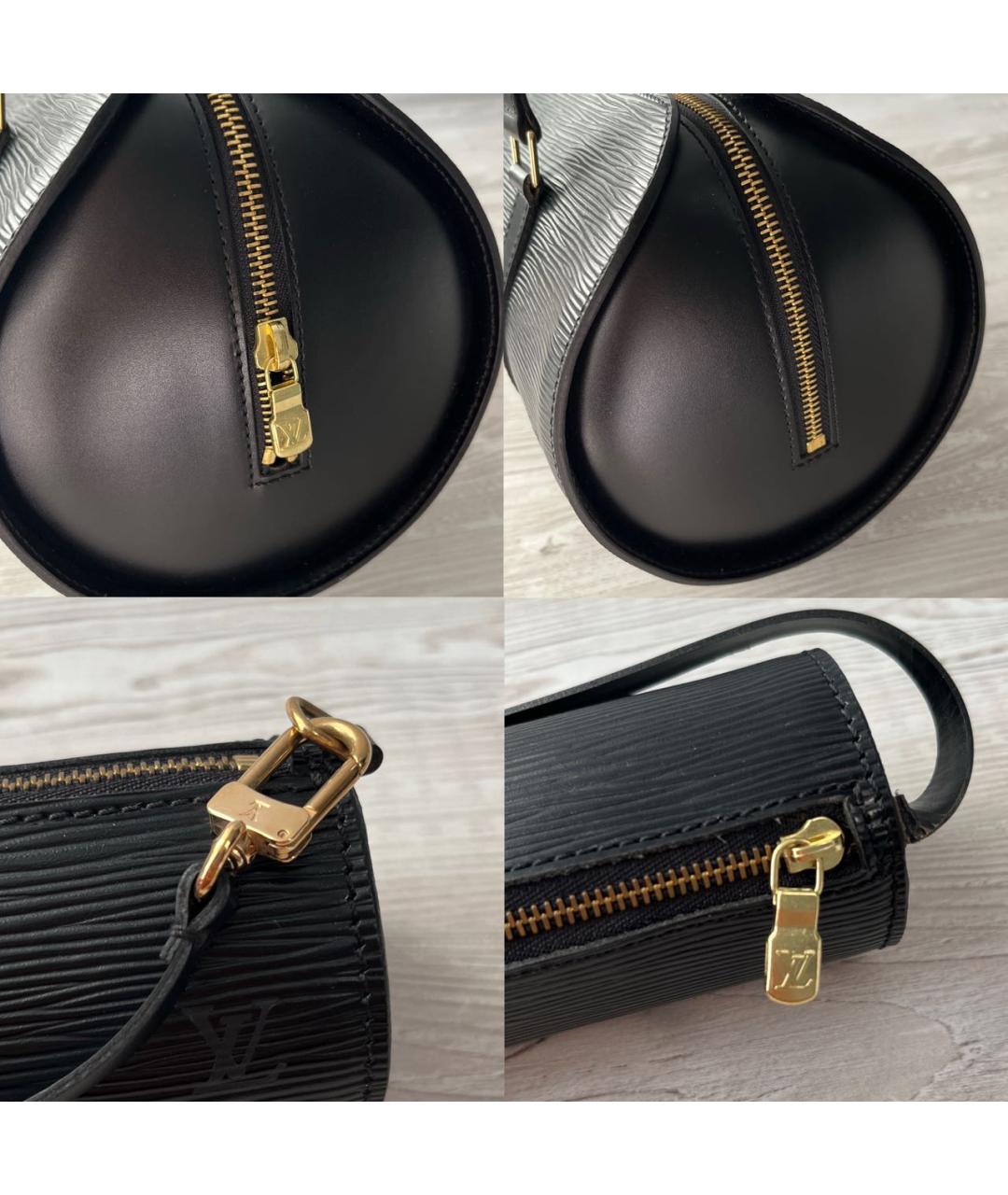 LOUIS VUITTON Черная кожаная сумка с короткими ручками, фото 8