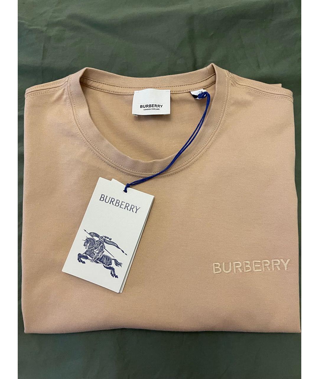 BURBERRY Бежевая хлопковая футболка, фото 4