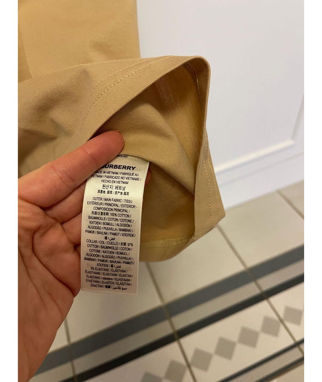 BURBERRY Бежевая хлопковая футболка, фото 5