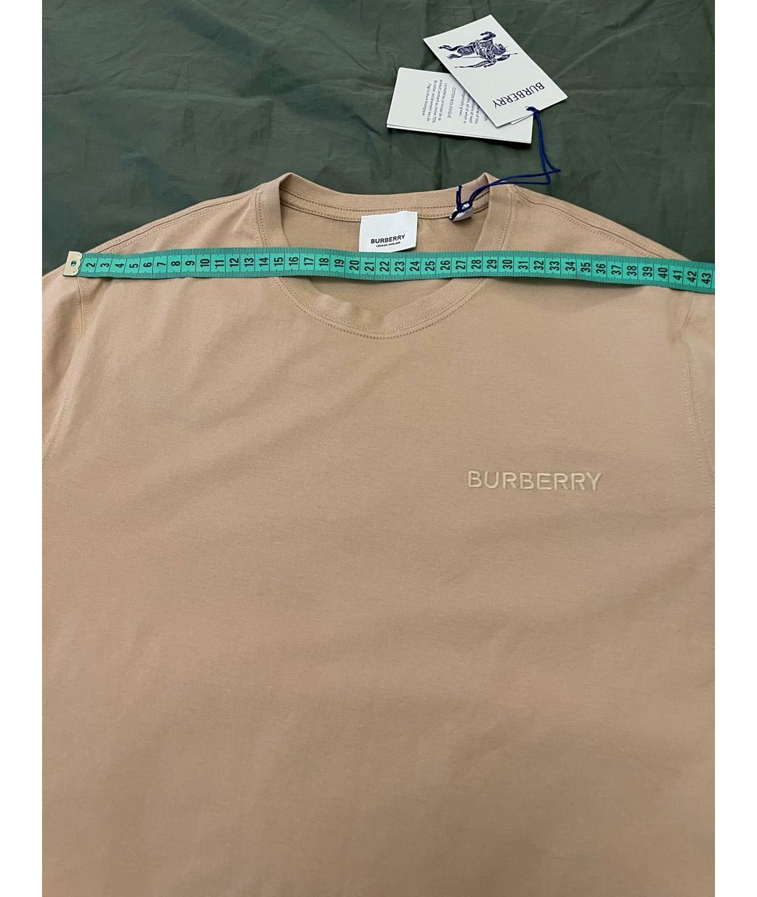 BURBERRY Бежевая хлопковая футболка, фото 7