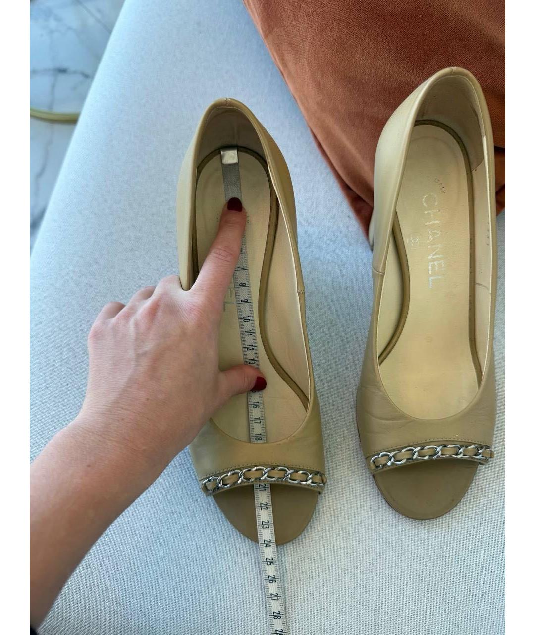 CHANEL Бежевые кожаные туфли, фото 5