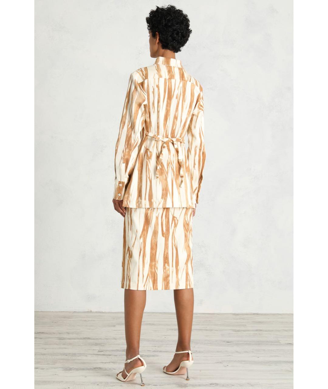 SPORTMAX Горчичный хлопко-эластановый костюм с юбками, фото 7