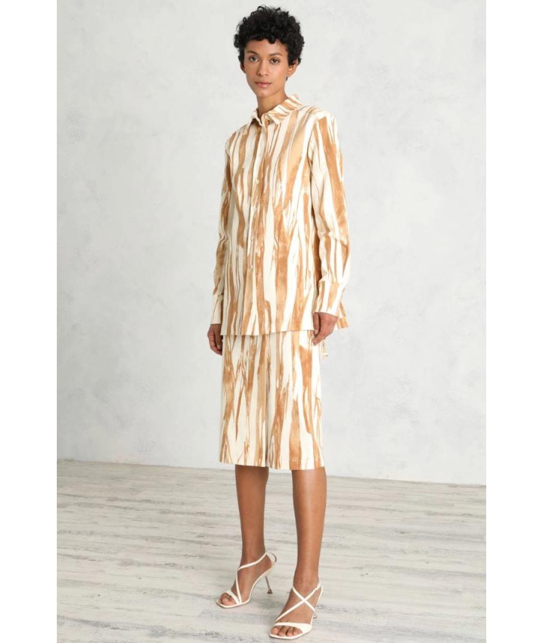 SPORTMAX Горчичный хлопко-эластановый костюм с юбками, фото 6