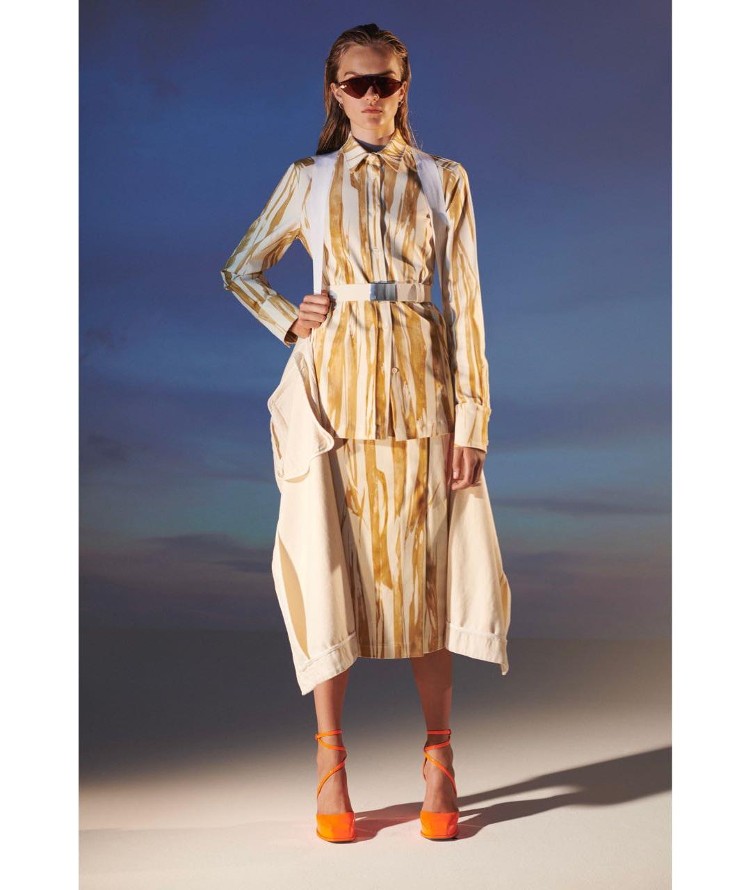 SPORTMAX Горчичный хлопко-эластановый костюм с юбками, фото 8