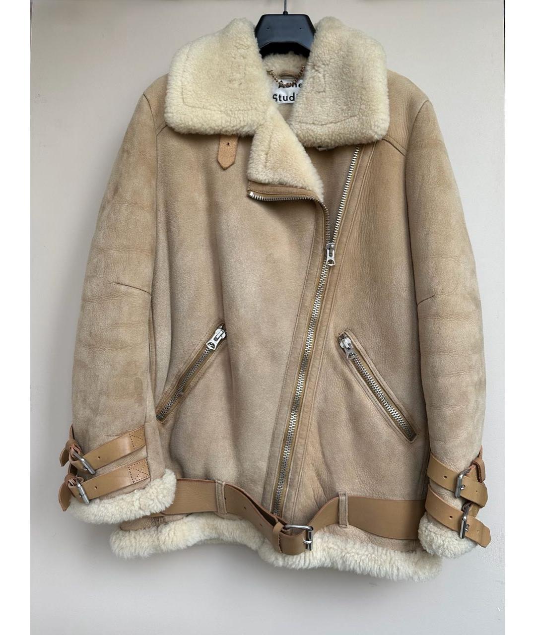 ACNE STUDIOS Бежевая кожаная дубленка, фото 2