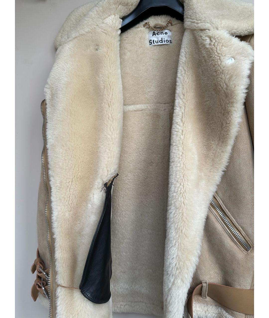 ACNE STUDIOS Бежевая кожаная дубленка, фото 5