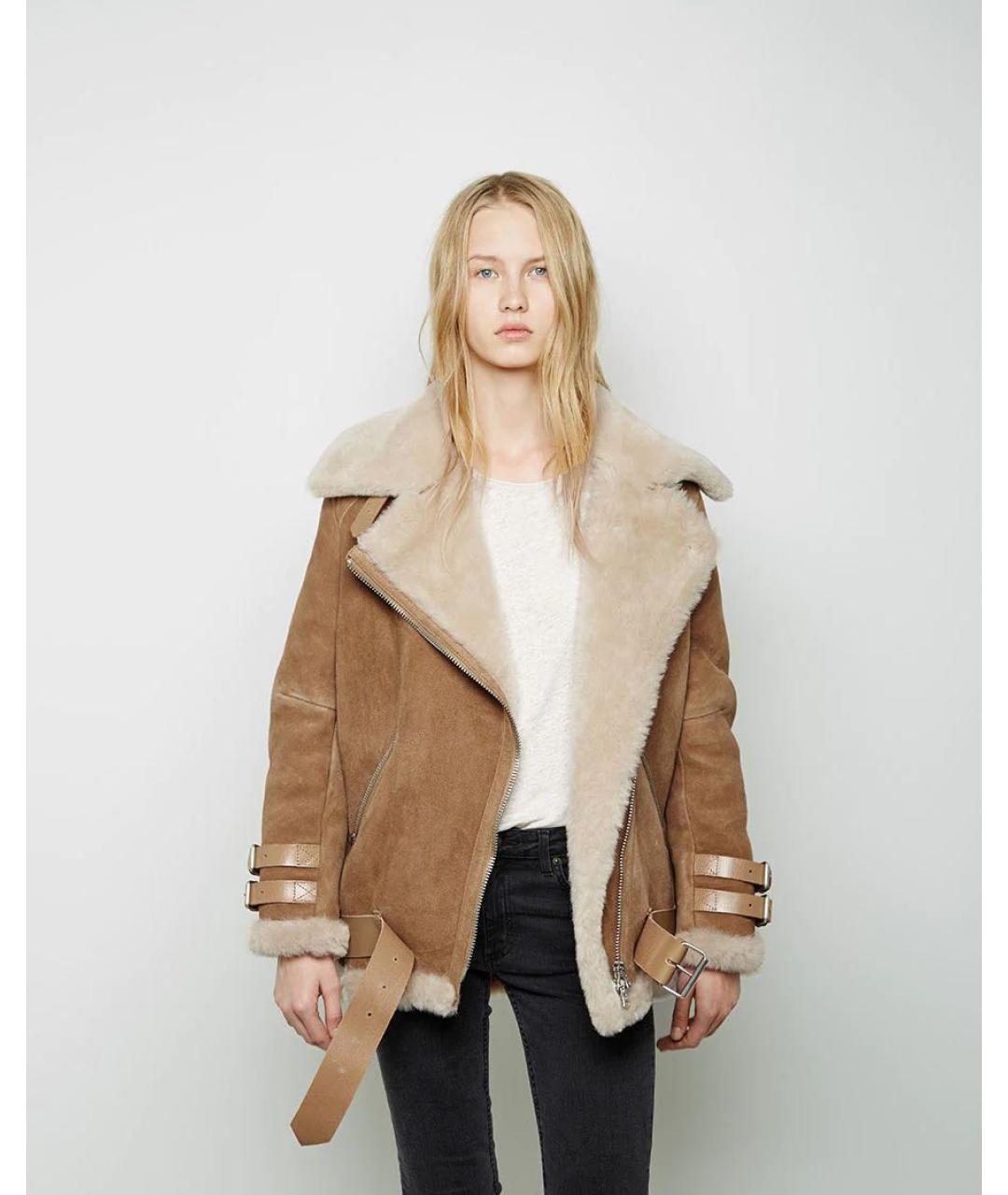 ACNE STUDIOS Бежевая кожаная дубленка, фото 8