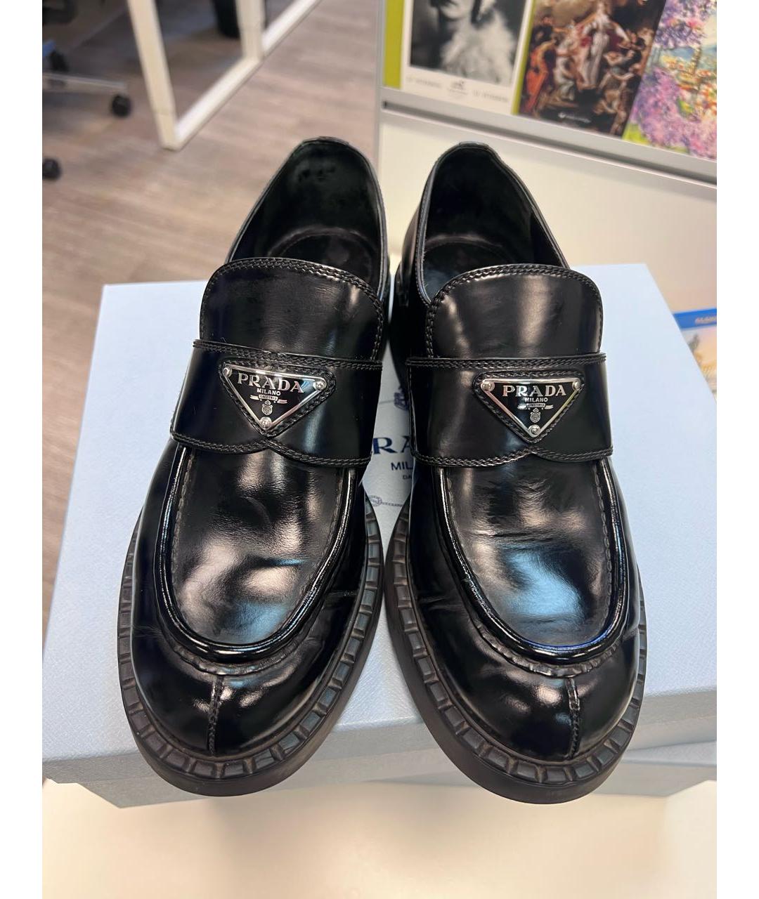 PRADA Черные кожаные лоферы, фото 2