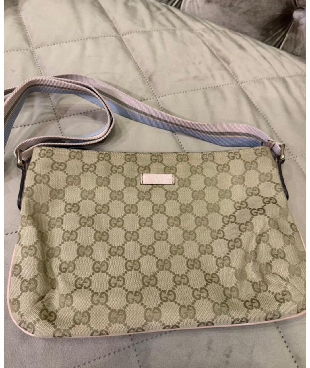 GUCCI Бежевая сумка через плечо из канвы, фото 5