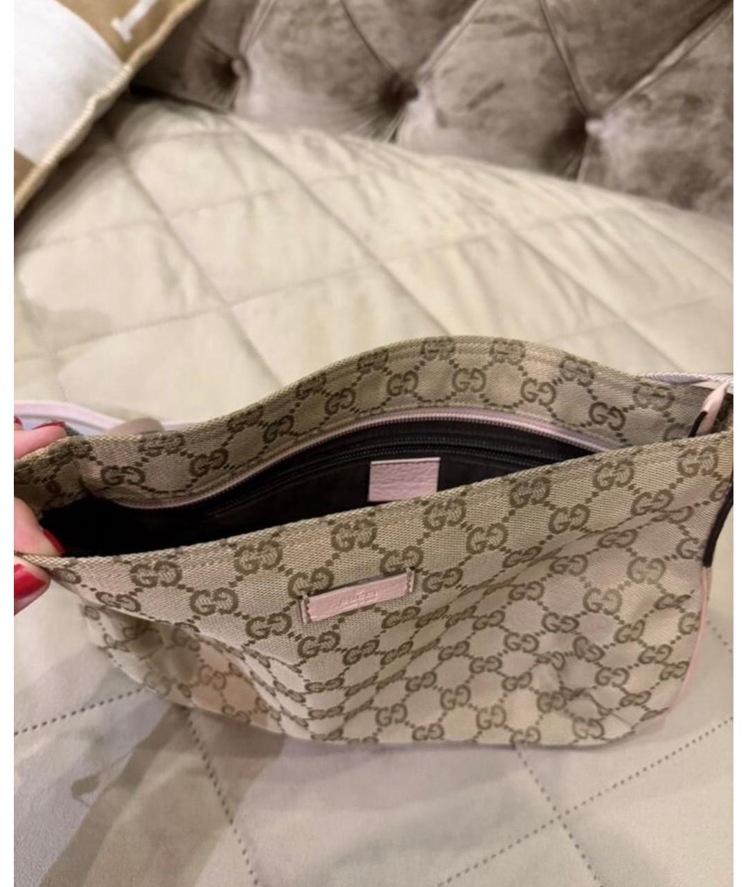 GUCCI Бежевая сумка через плечо из канвы, фото 2