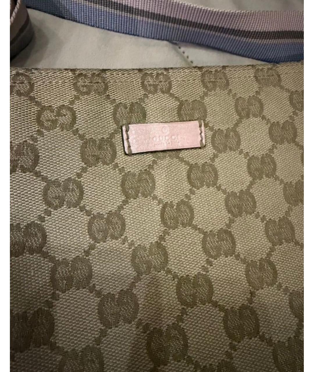 GUCCI Бежевая сумка через плечо из канвы, фото 3