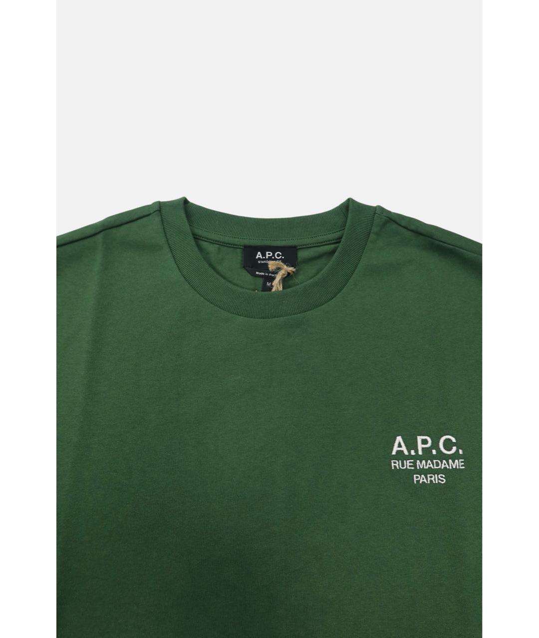 A.P.C. Зеленая хлопковая футболка, фото 4