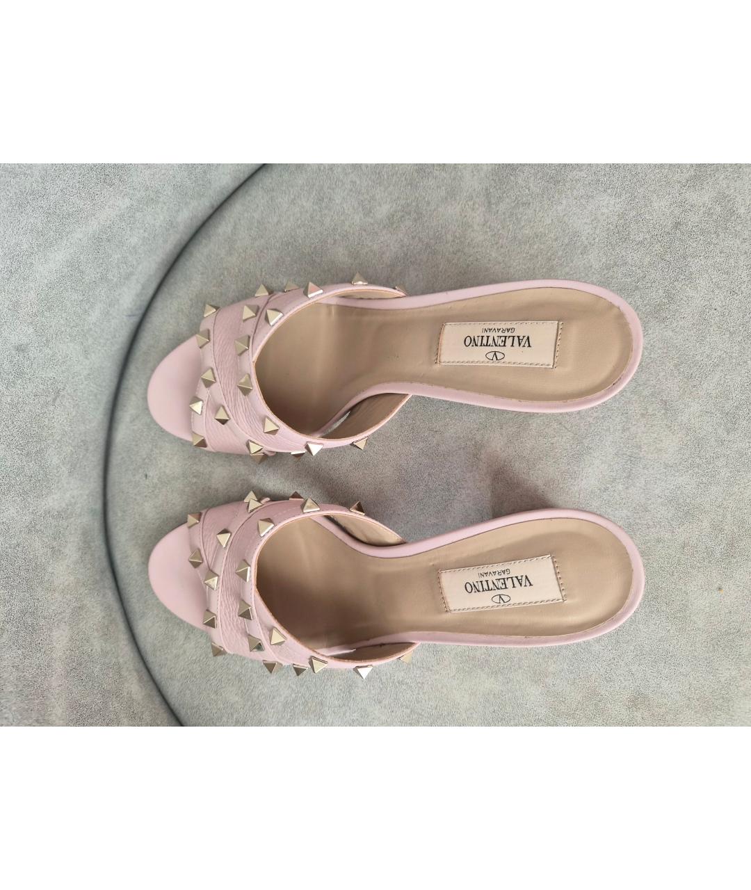 VALENTINO Розовые кожаные мюли, фото 3