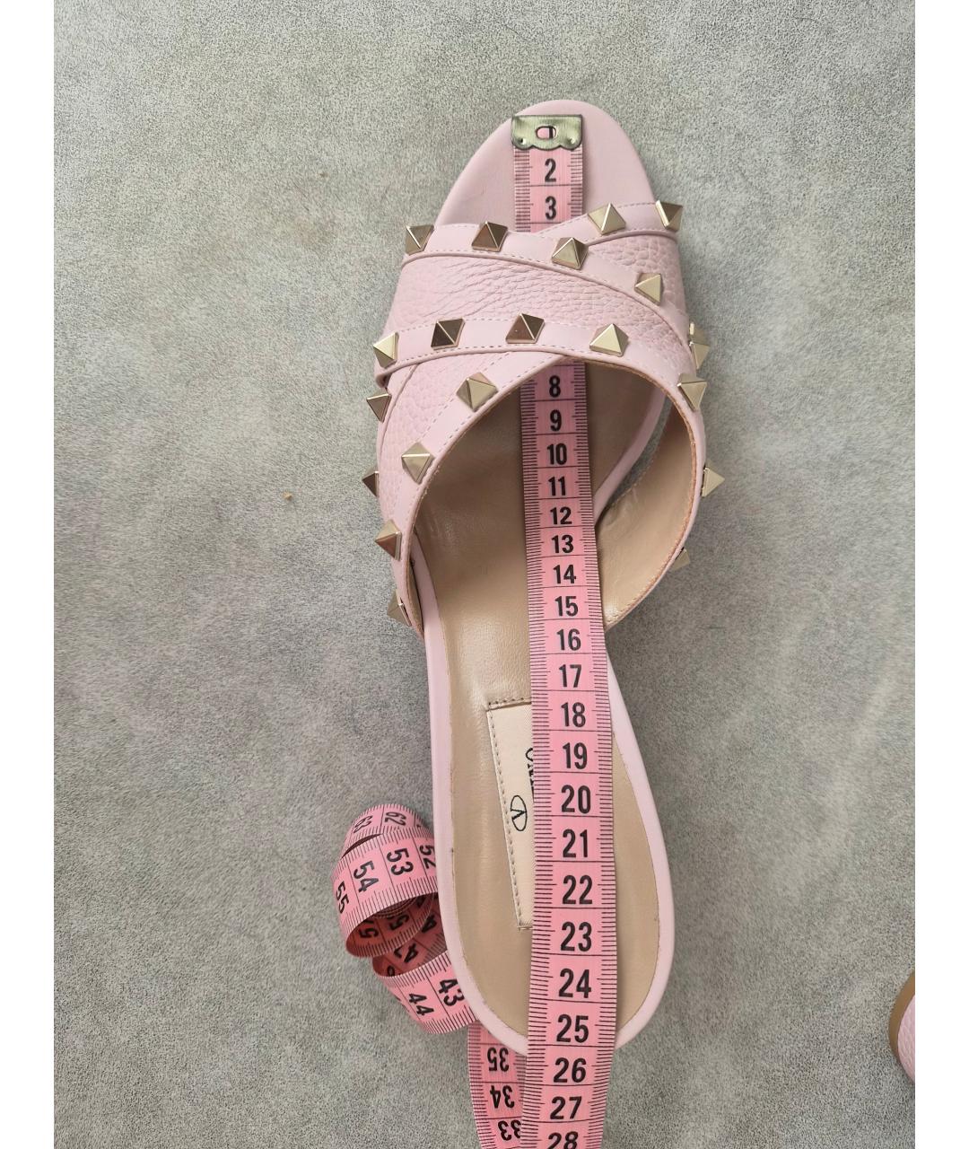 VALENTINO Розовые кожаные мюли, фото 7