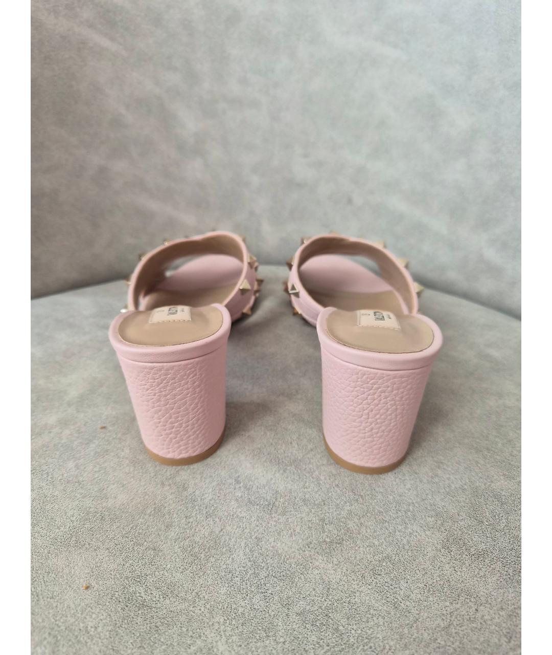 VALENTINO Розовые кожаные мюли, фото 4