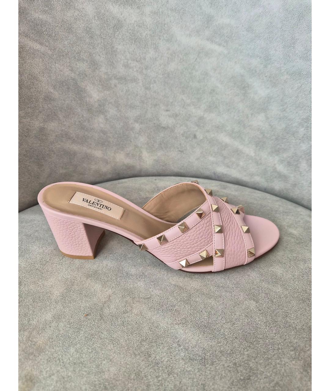VALENTINO Розовые кожаные мюли, фото 8