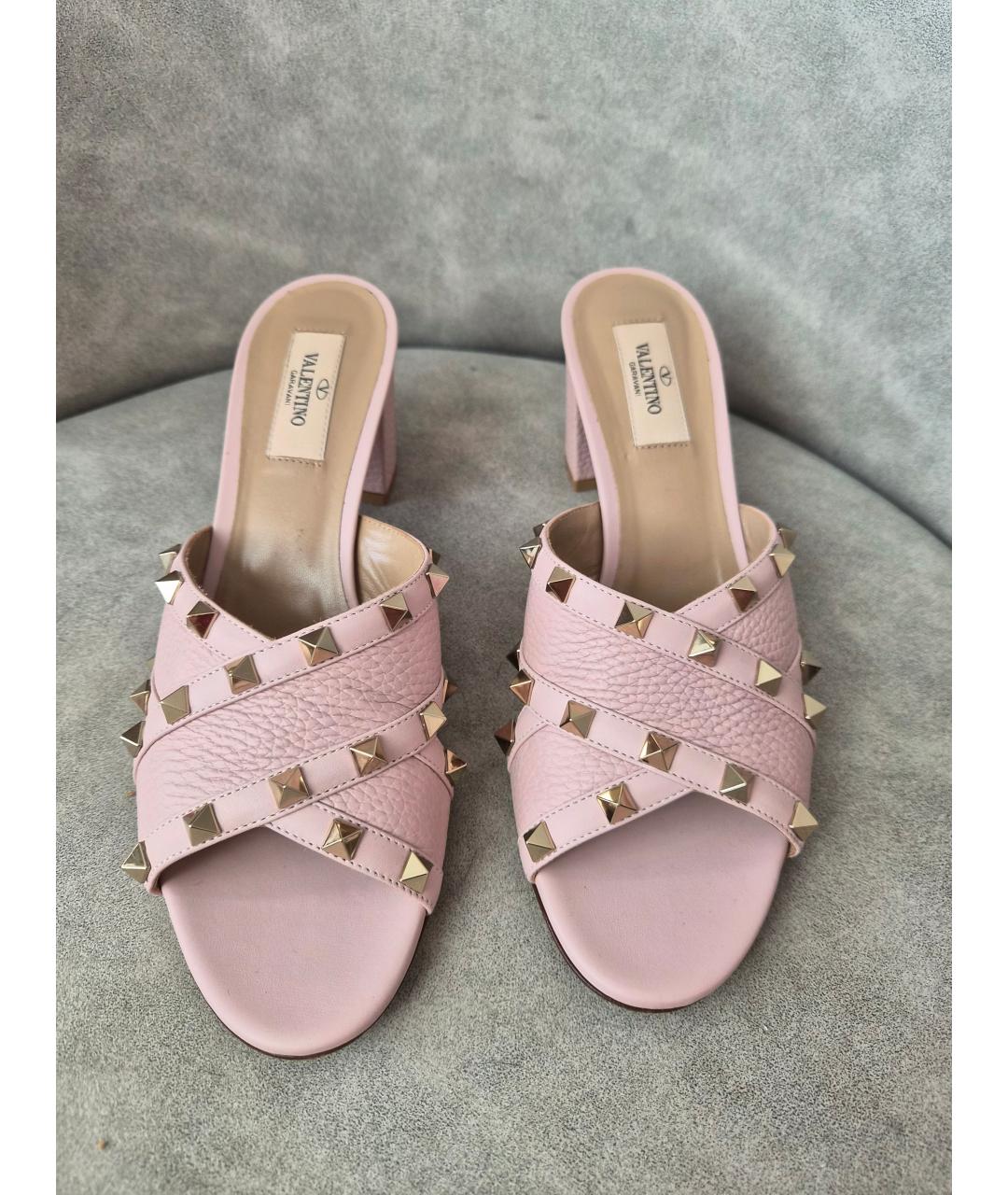 VALENTINO Розовые кожаные мюли, фото 2