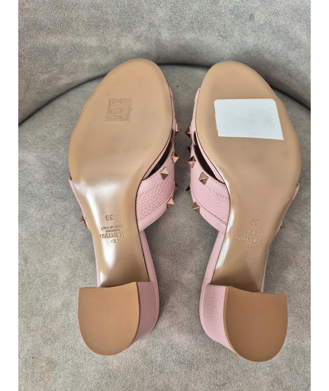 VALENTINO Розовые кожаные мюли, фото 5