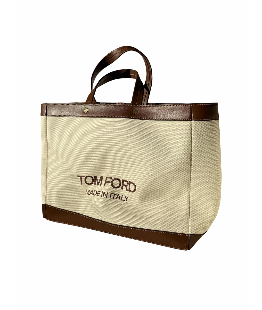 TOM FORD Бежевая хлопковая сумка тоут, фото 1
